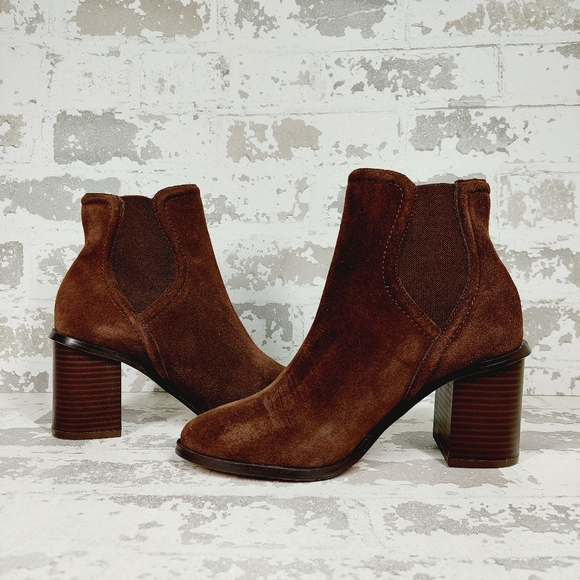 NEW Splendid Women's Marika Block Heel Suede Booties In Brown O149 - Picture 5 of 12